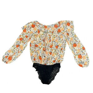 Women's Size Medium Intimately Free People‎ Floral Bodysuit/Blouse